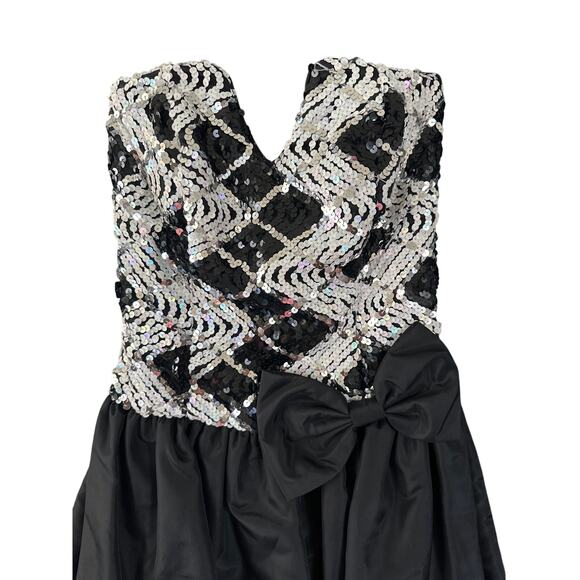 Vintage Jessica McClintock Gunne Sax Sequin Corset Bubble Hem Bow  Dress 3/4 - Picture 3 of 11